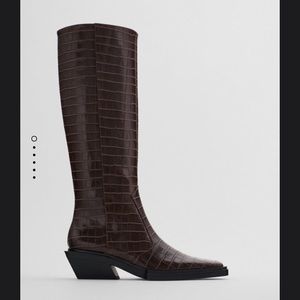 Brown animal printed boot Zara boots dark brown